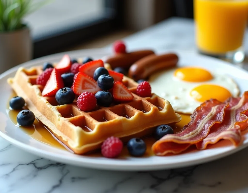 Berry Waffle Slam with seasoning